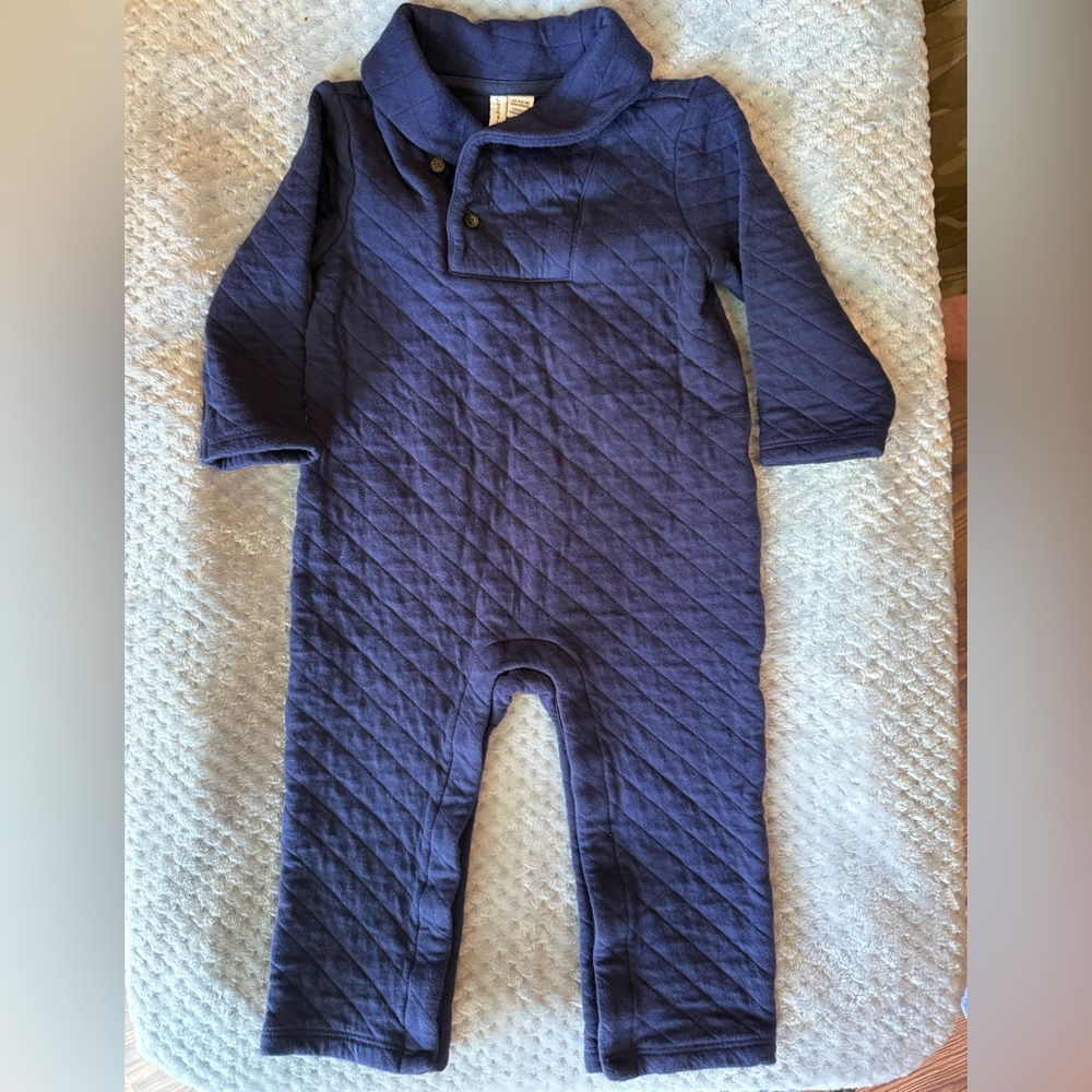 Janie & Jack Quilted Navy Blue Baby Jumpsuit